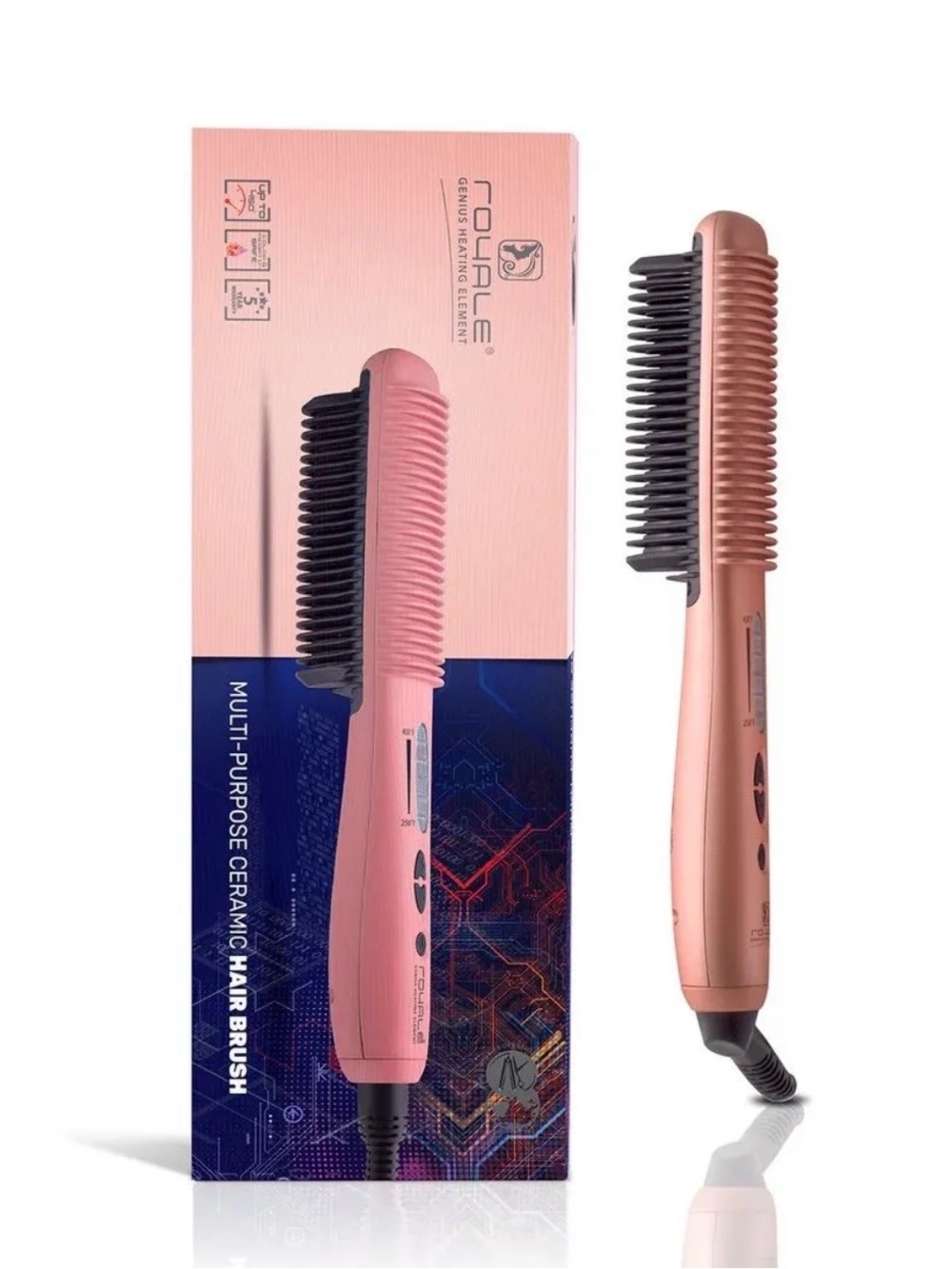 Rose Gold - Royale Genius Heating Element Multi-Purpose Ceramic Hair Brush